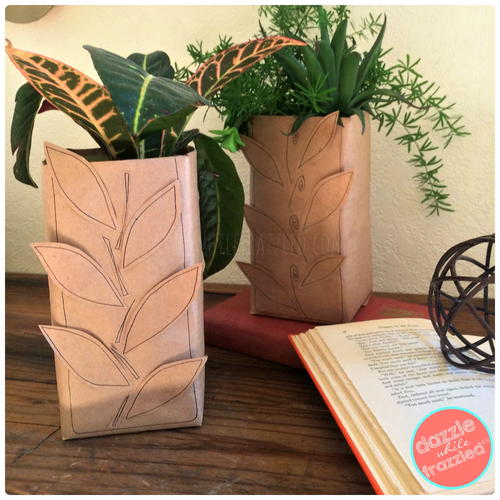 DIY Fall Leaf Vase from Recycled Milk Carton