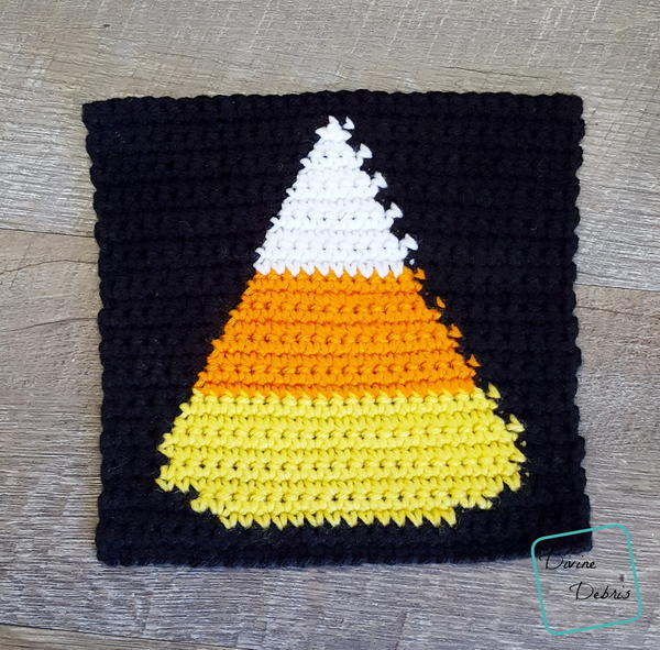 8" Tapestry Candy Corn Afghan Square