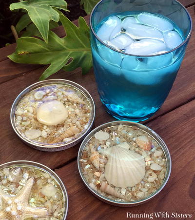 Seashell Jar Lid Resin Coasters