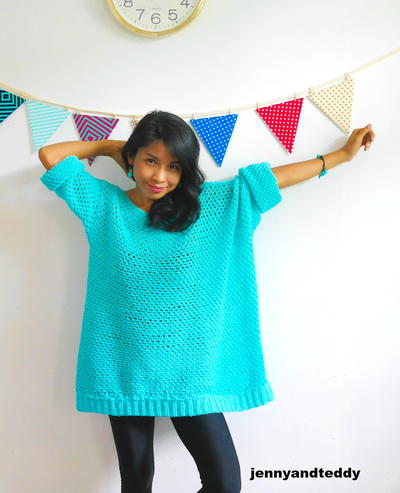 Knit Look Oversize Crochet Sweater