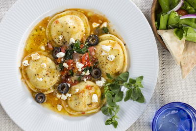 Mediterranean Ravioli with Feta 