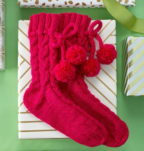 Cheerful Cable Slipper Socks Allfreeknitting Com Cheerful Cable Slipper Socks Allfreeknitting Com