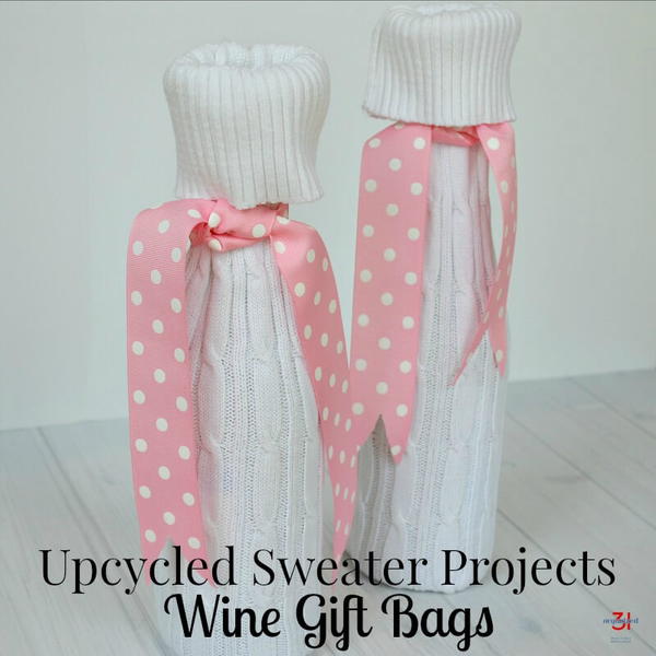 Upcycled Sweater Wine Gift Bag