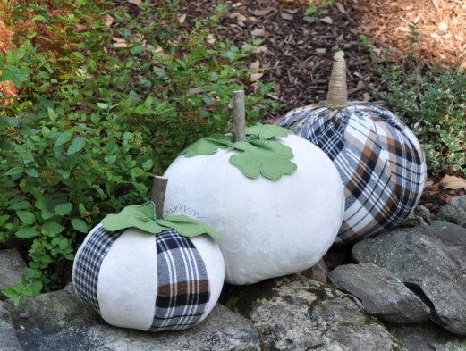 Plaid Stuffed Fabric Pumpkins