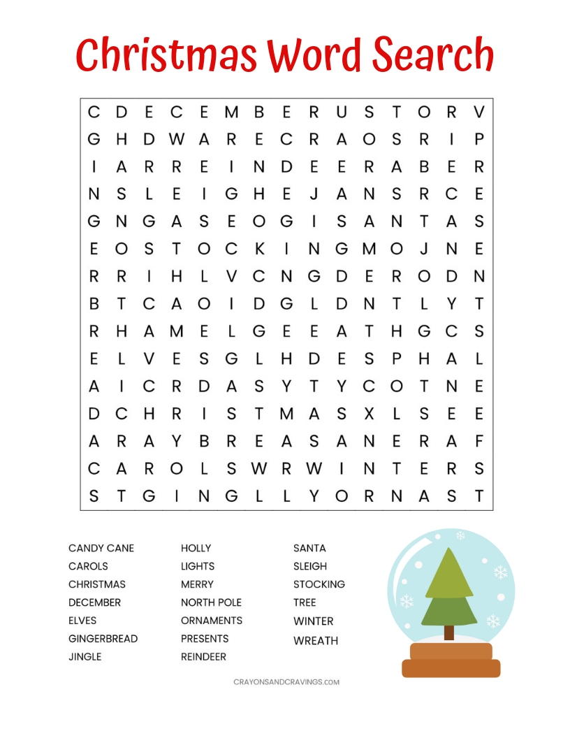 Free Printable Christmas Word Search Worksheets