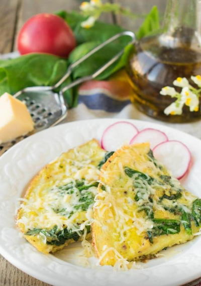 Fried Eggs with Spinach and Cheese