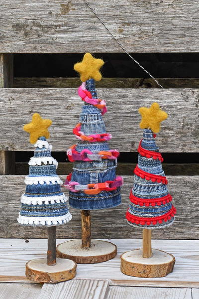 Upcycled Denim Christmas Trees