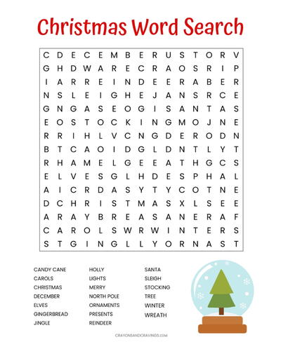 Christmas Word Search Printable