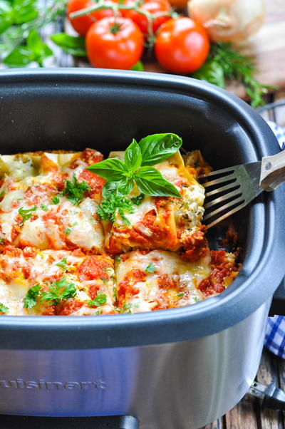 Turkey and Pesto Slow Cooker Lasagna