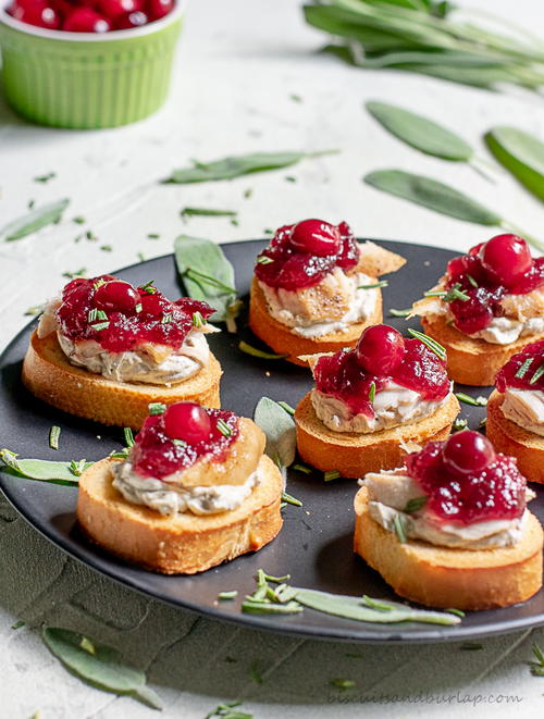 Turkey Cranberry Crostini with Leftover Turkey