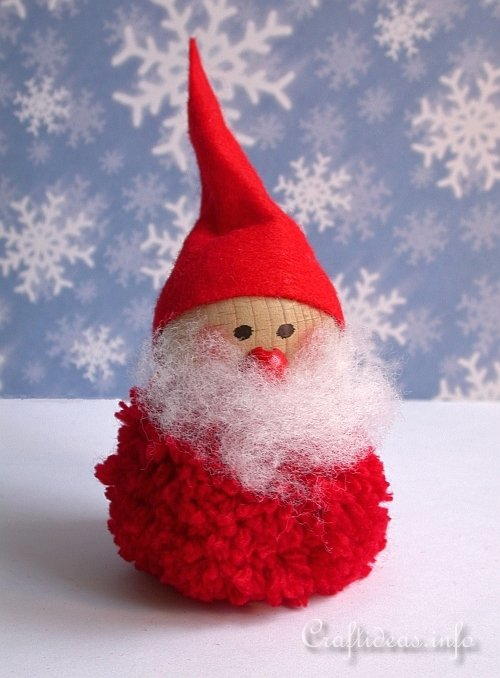 Pom Pom Little Santa Ornament