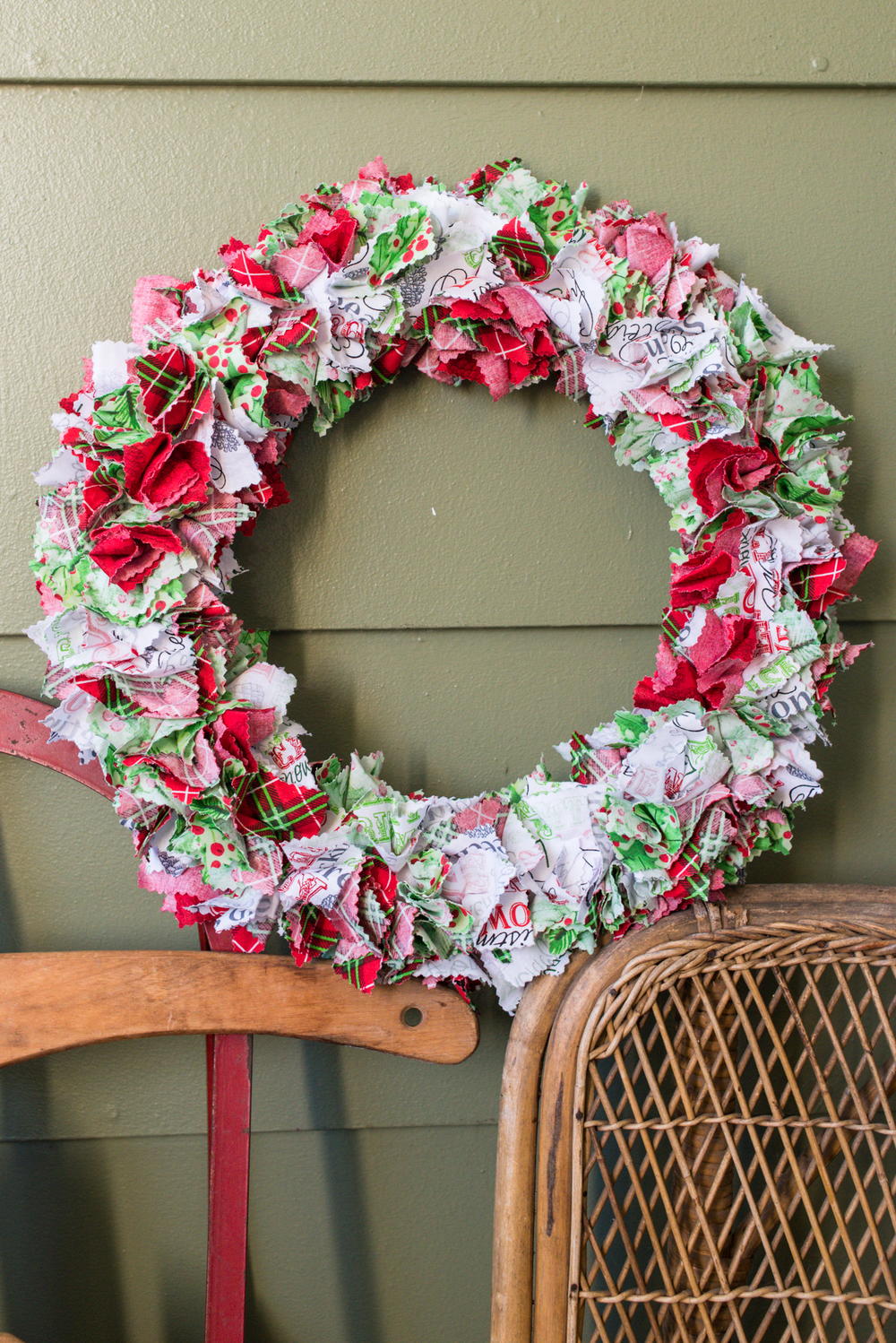 Christmas Rag Wreath DIY | AllFreeChristmasCrafts.com