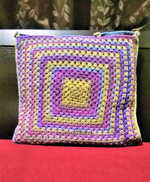 Granny Square Cushion Cover with Top Opening Buttons