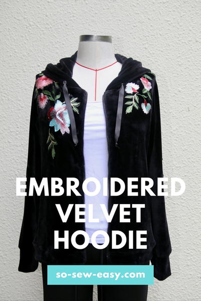 Floral Embroidered Velvet Hoodie Pattern