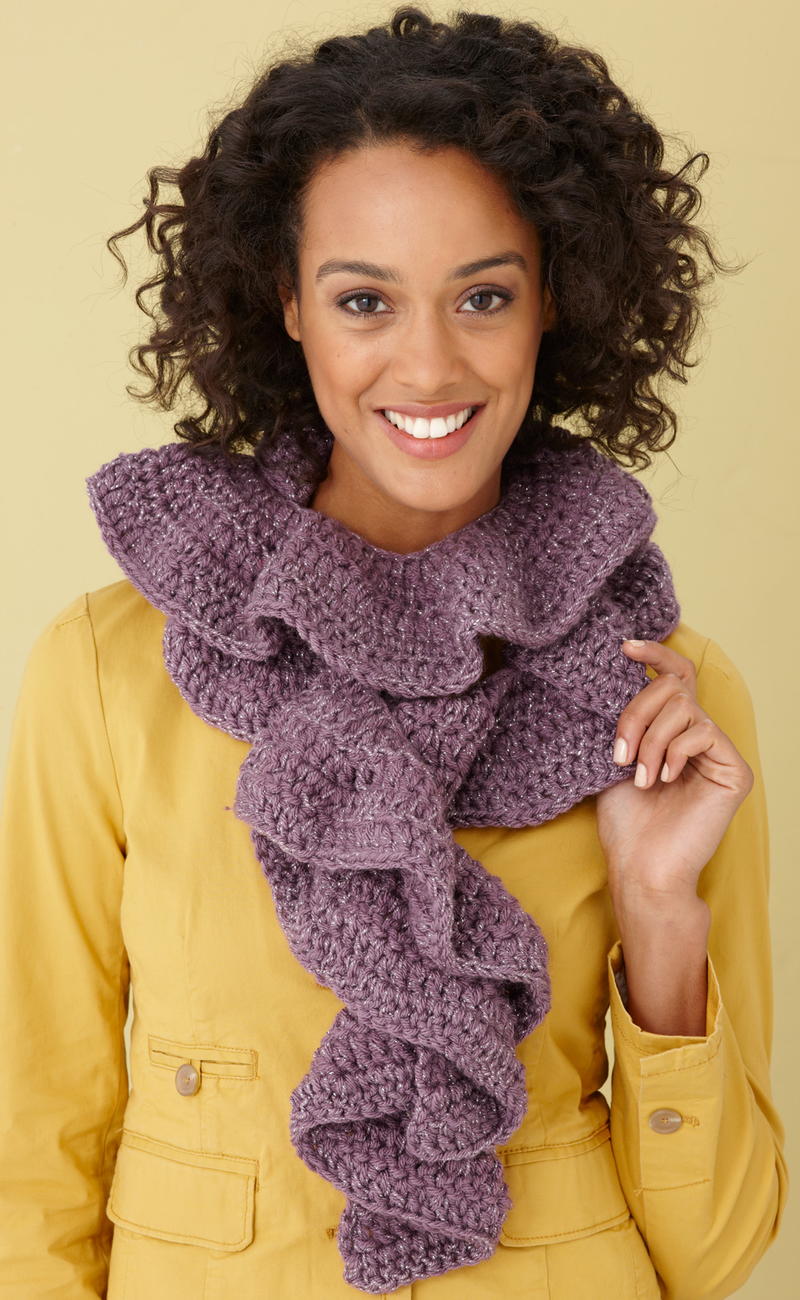 Crocheted Ruffle Scarf Pattern Wavy Potato Chip Scarf | AllFreeCrochet.com