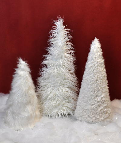 Faux Fur Tabletop Christmas Trees