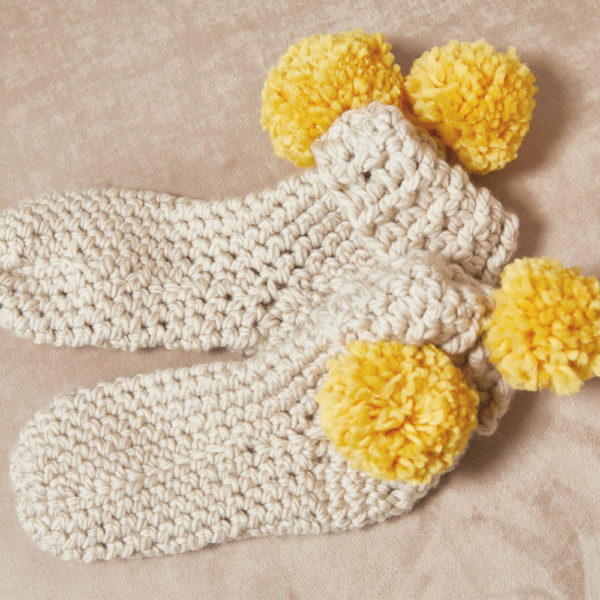 Pom Pom Slippers Crochet Pattern