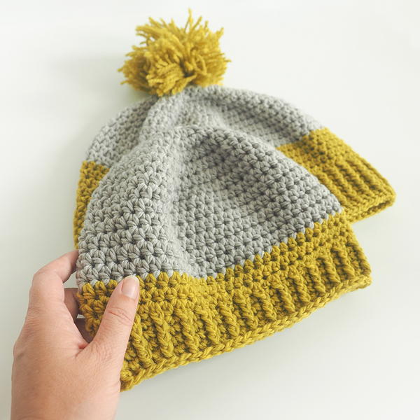 Adult Duo-Tone Beanie Crochet Pattern