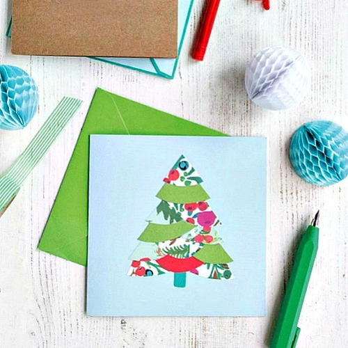 Collaged Christmas Tree Greeting Card