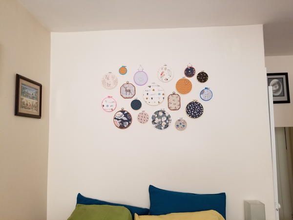 Embroidery Hoop Wall Art Over a Bed