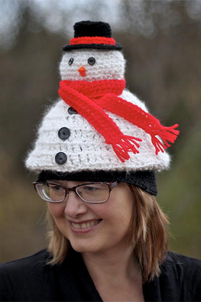 Light Me Up Crochet Snowman Hat