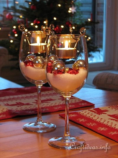 Wine Glass Tea Light Decorations
