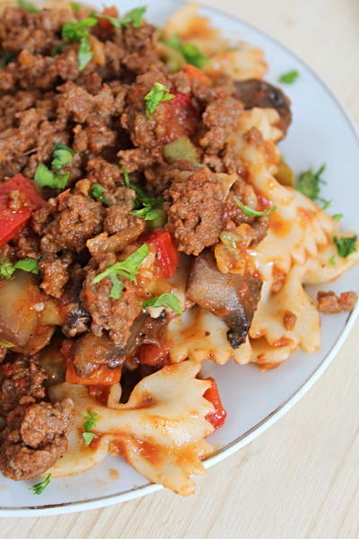 Beef Pasta with Ground Beef and Farfalle