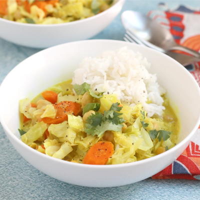 Cabbage Coconut Curry with Chickpeas