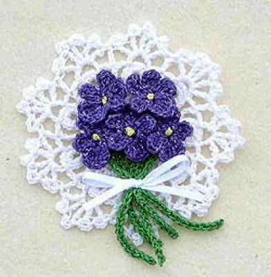 Crocheted Violets Pin