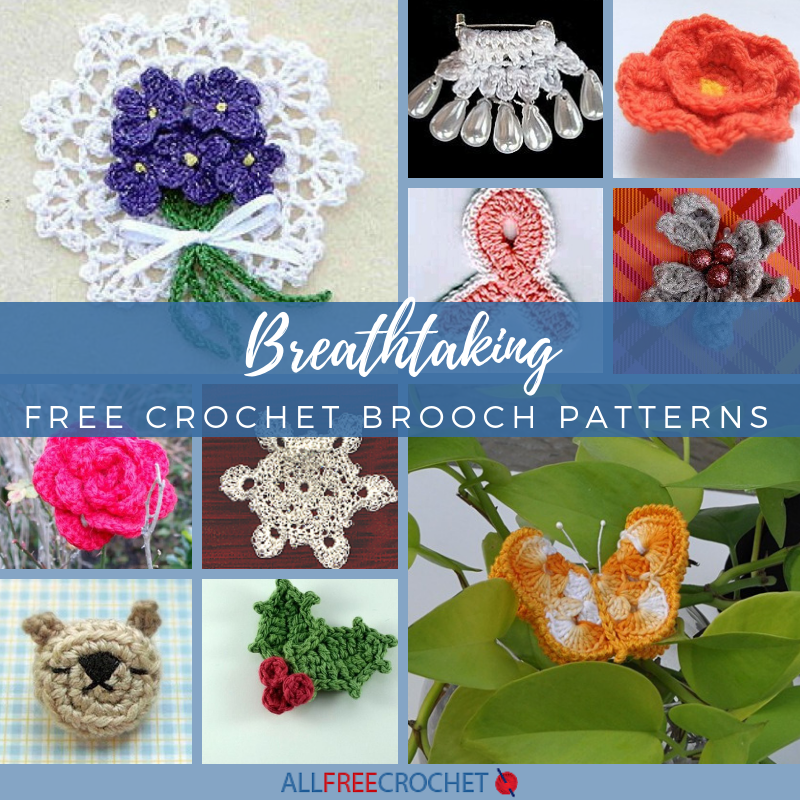 Crochet flower brooch deals