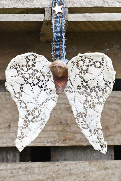 Upcycled Doily Angel Wing Ornaments