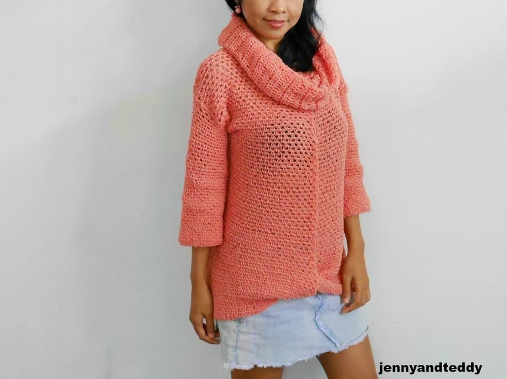 Simple Jane Cowl Neck Sweater | AllFreeCrochet.com
