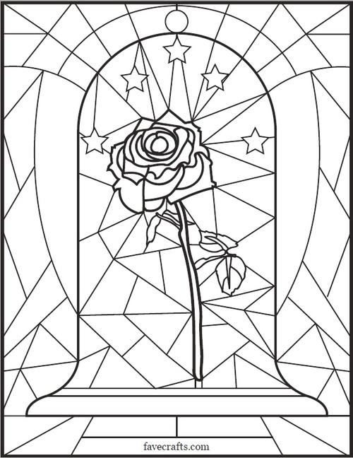 Stained Glass Rose Coloring Page