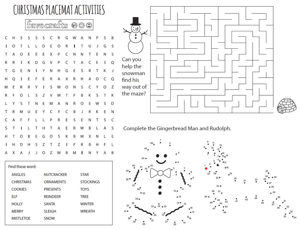 Free Printable Christmas Coloring Placemats | FaveCrafts.com free-printable-christmas-coloring-placemats-favecrafts-com