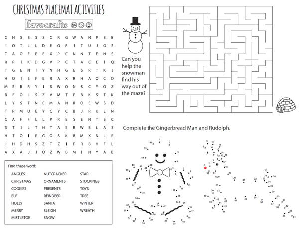 Free Printable Christmas Coloring Placemats
