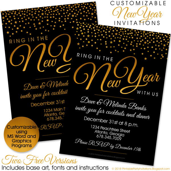 Customizable New Year's Eve Invitation Kit | AllFreeHolidayCrafts.com