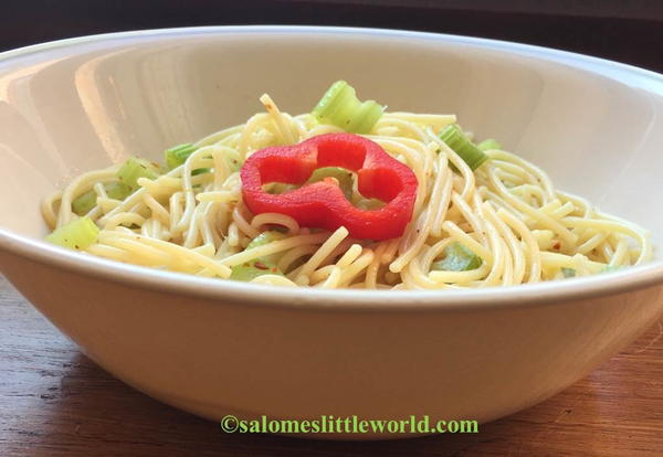Celery and chilli spaghetti