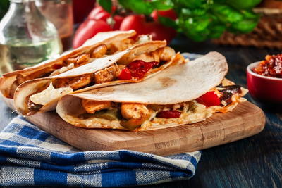 Bacon and Bell Pepper Chicken Quesadillas