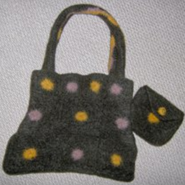 Polka Dot Felted Purse