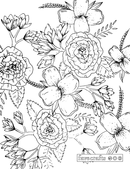 Beautiful Black, White Floral Coloring Paper