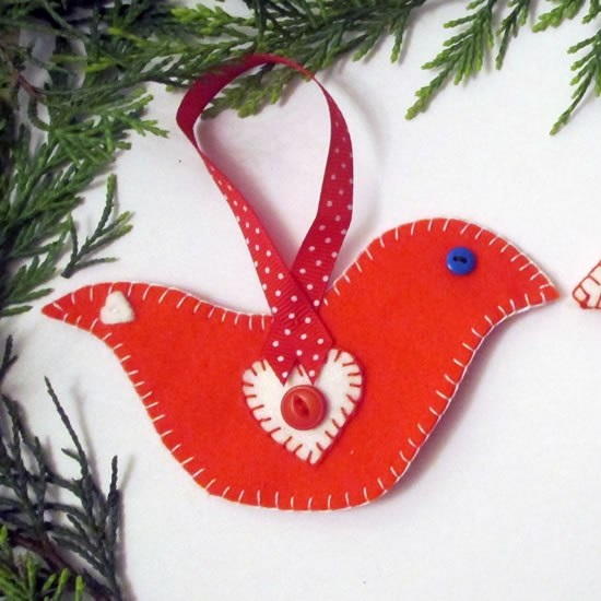 Scandinavian Doves Christmas Ornaments