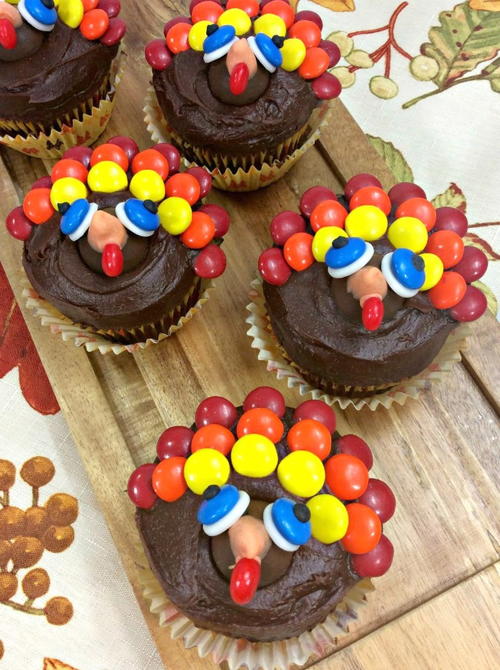 Dark Chocolate Sour Cream Turkey Cupcakes