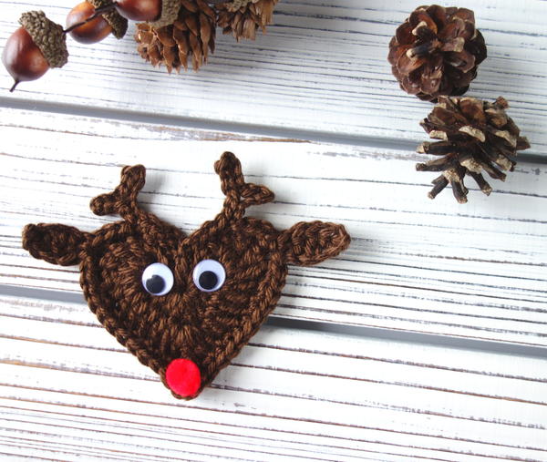 Crochet Reindeer Applique or Ornament