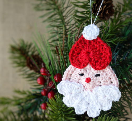Heart Shaped Crochet Santa Ornament