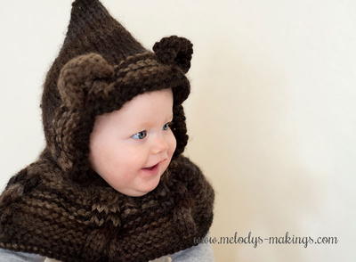 Cabled Bear Hooded Cowl