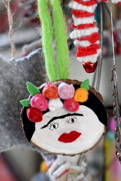 Frida Wood Slice Ornament