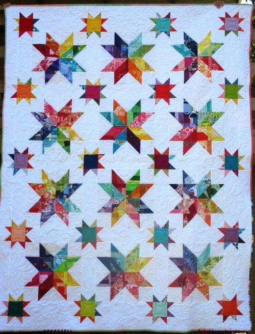 Scrappy Rainbow Star Quilt Block