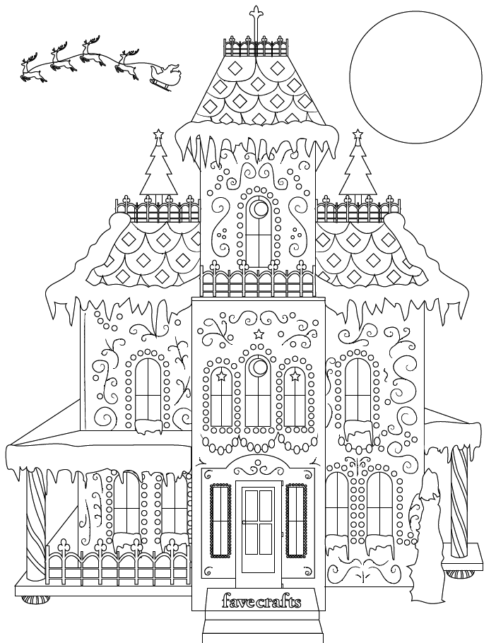 Download Breathtaking Gingerbread House Coloring Page PDF | FaveCrafts.com
