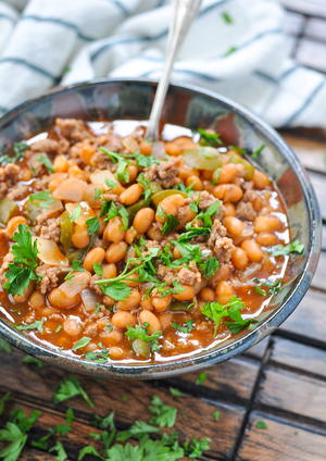 Slow Cooker Cowboy Pork and Beans