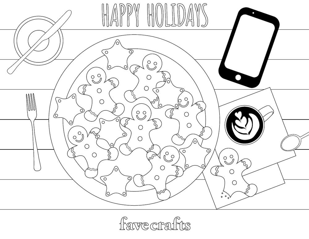 Coffee and Cookies Christmas Coloring Page | FaveCrafts.com